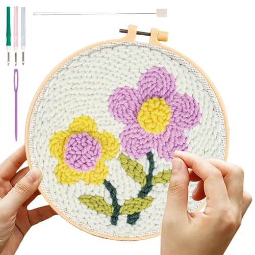 Blumenstickerei-Wandkunst-Set, Blumenstickerei-Set, Nadelspitzen-Bastelset, Blumenstickerei-Kits, handgefertigte Stickerei-Stoff-Sets für Männer, Frauen Blumenstickerei-Wandkunst-Set, Blumenstickerei-Set, Nadelspitzen-Bastelset, Blumenstickerei-Kits, handgefertigte Stickerei-Stoff-Sets für Männer, Frauen von Ynnhik