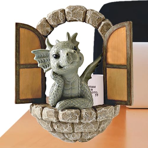 Drachengartendekoration | Drache, der vor dem Fenstergarten meditiert, Schimpfverzierungen, Drachenstatue aus Kunstharz, Kunstfigur Drachengartendekoration | Drache, der vor dem Fenstergarten meditiert, Schimpfverzierungen, Drachenstatue aus Kunstharz, Kunstfigur von Ynnhik