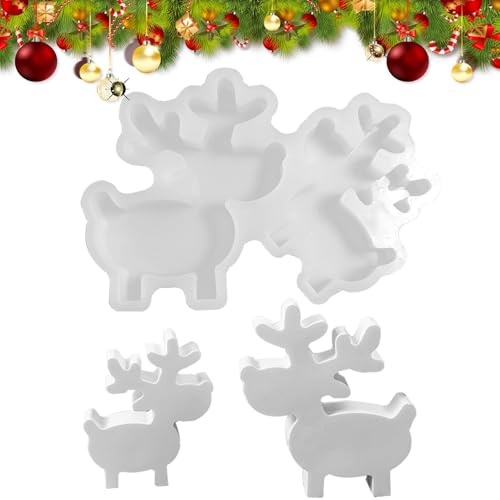 Epoxidharz Hirschformen,Weihnachten Hirschform für Harzguss | Weihnachten Silikon Form für Harzguss | Weihnachten Tier Charm Formen für Schlüsselanhänger Anhänger machen Handwerk Dekorationen von Ynnhik
