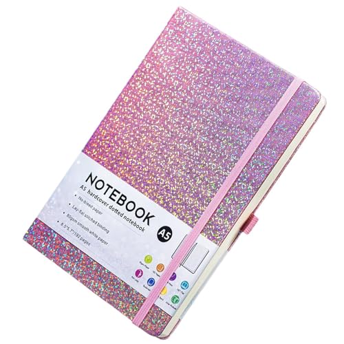 Glitter Journal, Glitter Journal Notebook, A5 Hardcover Journal, 8,4 x 5,7 Zoll 160 reihige Seiten Glitter Losser nie Journal Hardcover Notebooks mit Bandagen für Schreiben von Ynnhik