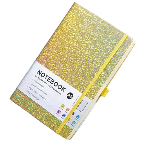 Glitter Journal, Glitter Journal Notebook - Schreiben Notizbuch | 8,4 x 5,7 Zoll 160 reihige Seiten Glitter Losser nie Journal Hardcover Notebooks mit Bandagen für Schreiben von Ynnhik