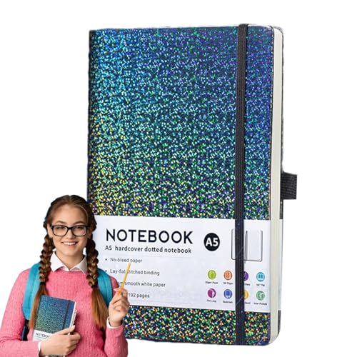 Glitter Notizbücher für Mädchen, Glitter Notizbücher für die Schule - Journal - 8,4 x 5,7 Zoll 160 reihige Seiten Glitter Losser nie Journal Hardcover Notebooks mit Bandagen für Schreiben von Ynnhik