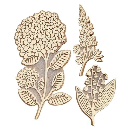 Holzstempel-Set - Holzstempel - Holzstempel | Retropflanzenblütenstempel, Blumenblumenstempel, transparente Musterstempel für Kartendekoration, 3 Stück Holzstempel-Set - Holzstempel - Holzstempel | Retropflanzenblütenstempel, Blumenblumenstempel, transparente Musterstempel für Kartendekoration, 3 Stück von Ynnhik
