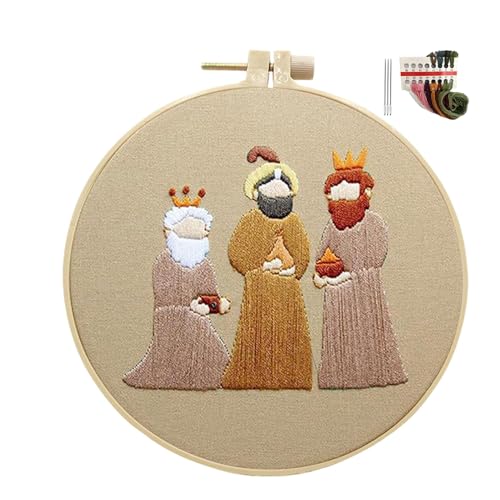 Nativity Ornament Stickerei-Kit, Nativity Stickerei-Kit,Anfänger Stickset - Christliches Weihnachten Stickset Weihnachten Stickerei Kit für Erwachsene Stickset für Innenraum von Ynnhik