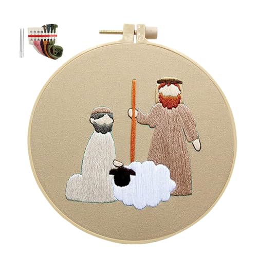 Nativity Stickerei-Kit, Nativity Szene Stickset | Christian Stickerei-Set,Christliches Weihnachten Stickerei-Kit Weihnachten Stickerei Kit Erwachsene Stickset für Innenraum von Ynnhik