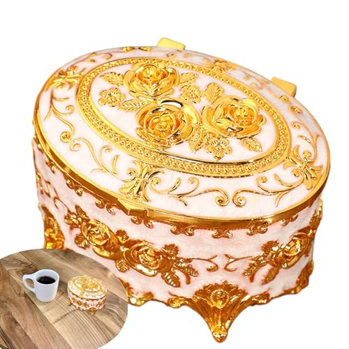 Retro Metall Ornament Box, europäische Schmuckschatulle,Oval Europäischer Organizer Fall - Dekorative kleine Schmuckstücke mit Deckel für Ohrringe, Halsketten, Ringe von Ynnhik