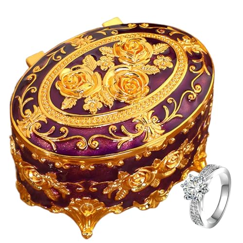 Retro Metall Ornament Box, europäische Schmuckschatulle - Europäische Blume Box | Dekorative kleine Schmuckstücke mit Deckel für Ohrringe, Halsketten, Ringe Retro Metall Ornament Box, europäische Schmuckschatulle - Europäische Blume Box | Dekorative kleine Schmuckstücke mit Deckel für Ohrringe, Halsketten, Ringe von Ynnhik