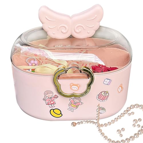 Schmuckschatulle für Mädchen - Große Kapazität Staubdichte Schmuckbox - Haarnadeln Haarband Organizer Box Staubdichte Schmuckbox für Halskette Ohrringe von Ynnhik