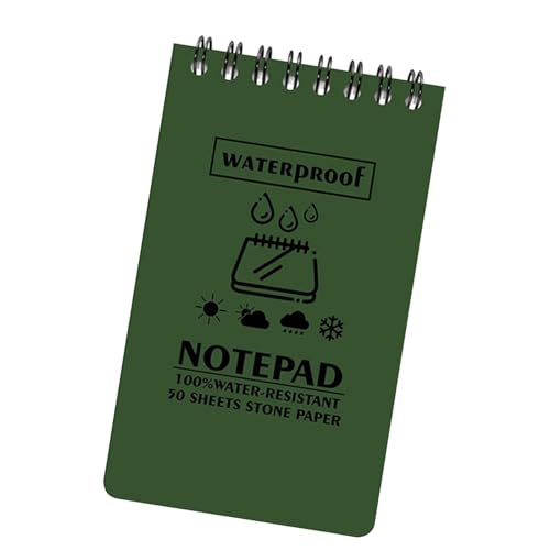 Schreiben Sie im regen Notizbuch, wasserdichtes Papier Notizbuch - Wasserdichte Reise-Notizblöcke - Tragbare Reise-Notizblock, Top- Feld Notebook 50 Seiten für Arbeitsschule Aufnahme von Ynnhik