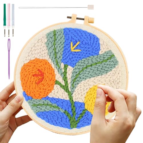 Stickerei Anfänger Archit, Blumenstickerei Wandkunstset - Gestempelte Stickerei Leinwand - Blumen-Stickerei-Kits, handgefertigte Stickerei-Kits für Männer, Frauen von Ynnhik