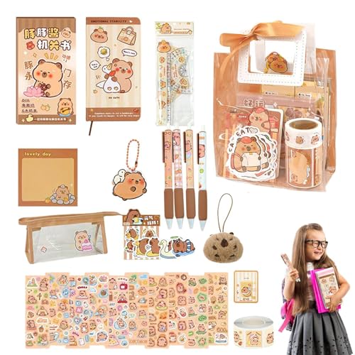 Süße stationär | Süße Stifte Capybara Plüsch Sticky Notes - Tischschmuck, Kinderschule Zubehör, Rucksackanhänger, Schulnotizen für Kinder von Ynnhik