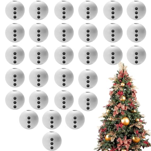 Weihnachts-Perlen, weißer Weihnachts-Print Holzperlen | Weihnachts-Schneemann-Druck runde Perlen, bunte Holzperlen, 20MM Weihnachts-Perlen, weißer Weihnachts-Print Holzperlen | Weihnachts-Schneemann-Druck runde Perlen, bunte Holzperlen, 20MM von Ynnhik