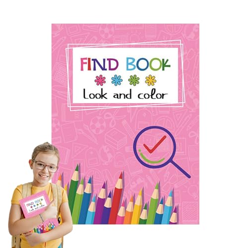 Ynnhik Look- und Farbbuch, Buchlook und Farbe Finden - Cartoon -Malvorlagen Teenager Entspannung, Kreative kompakte und Mädchen Farbspielzeug und Aktivität für Beachbibliothek von Ynnhik