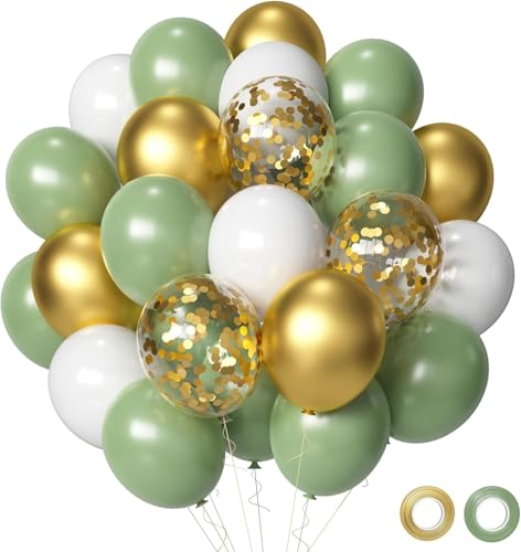 YoParty Grüne und goldene Luftballons, 55 Stück, 30,5 cm, Grün, Weiß, Metallic Gold & Konfetti-Ballons, inklusive Bändern und Klebepunkten, für Geburtstag, Babyparty, Hochzeitsdekorationen YoParty Grüne und goldene Luftballons, 55 Stück, 30,5 cm, Grün, Weiß, Metallic Gold & Konfetti-Ballons, inklusive Bändern und Klebepunkten, für Geburtstag, Babyparty, Hochzeitsdekorationen von YoParty