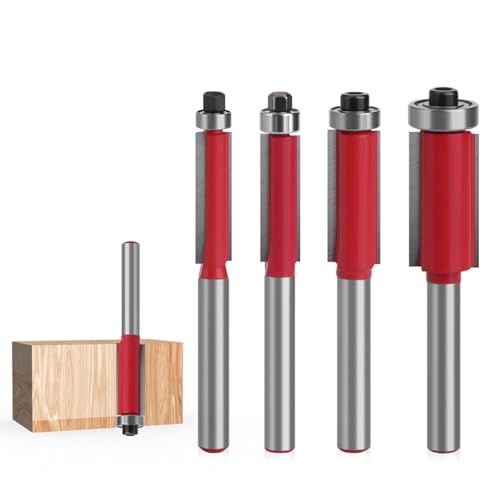 4 Stück Bündigfräser 6,35mm Schaft, Bündigfräser Fräser Set, Doppelseitiger Fräser mit Lagern, Holzschneider Profifräser für Holzbearbeitungswerkzeuge Zum Schneiden, Trimmen 4 Stück Bündigfräser 6,35mm Schaft, Bündigfräser Fräser Set, Doppelseitiger Fräser mit Lagern, Holzschneider Profifräser für Holzbearbeitungswerkzeuge Zum Schneiden, Trimmen von Yoaeyok