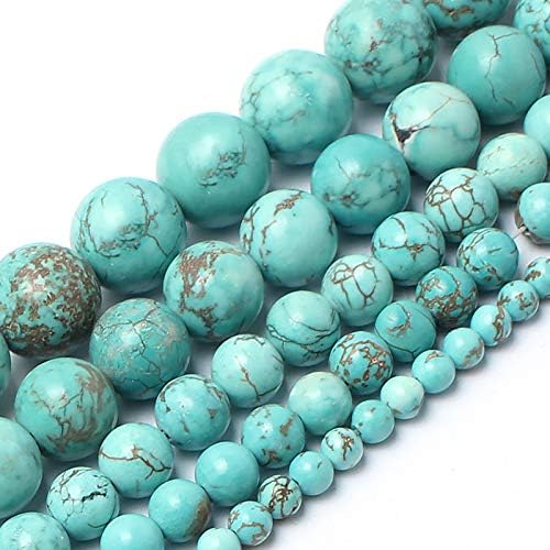 6 mm grüne türkisfarbene Natursteinperlen, rund, lose Perlen für Schmuckherstellung, Yochus DIY Perlen, Armband, Halskette von Yochus