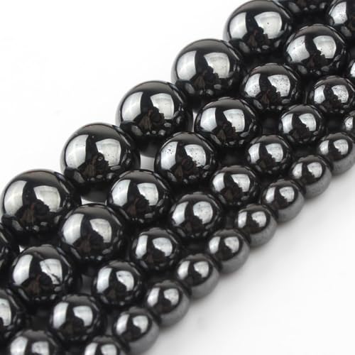 6 mm schwarze Häma-Natursteinperlen, rund, lose Perlen für Schmuckherstellung, Yochus DIY Perlen, Armband, Halskette von Yochus