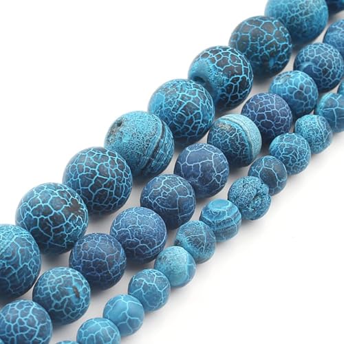 8 mm tiefblaue, matte oxidierte Natursteinperlen, rund, lose Perlen für Schmuckherstellung, Yochus DIY Perlen, Armband, Halskette von Yochus