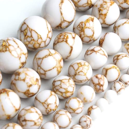 8 mm weiße und goldene türkisfarbene Natursteinperlen, rund, lose Perlen für Schmuckherstellung, Yochus DIY Perlen, Armband, Halskette 8 mm weiße und goldene türkisfarbene Natursteinperlen, rund, lose Perlen für Schmuckherstellung, Yochus DIY Perlen, Armband, Halskette von Yochus