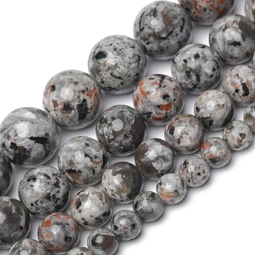 Natursteinperlen, 6 mm/8 mm/10 mm, lose Perlen für Schmuckherstellung, DIY-Perlen (Flammenstein, 6 mm) von Yochus