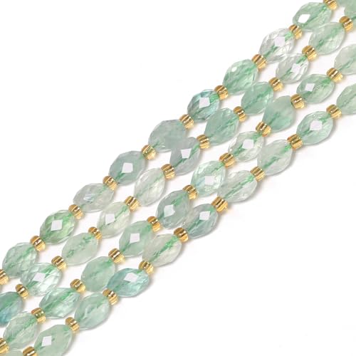 Yochus 27 Farben, grüner Fluorit, facettierter Naturstein, runder Strang für funkelnde Perlen zur Schmuckherstellung, 6 x 8 mm große Perlen von Yochus