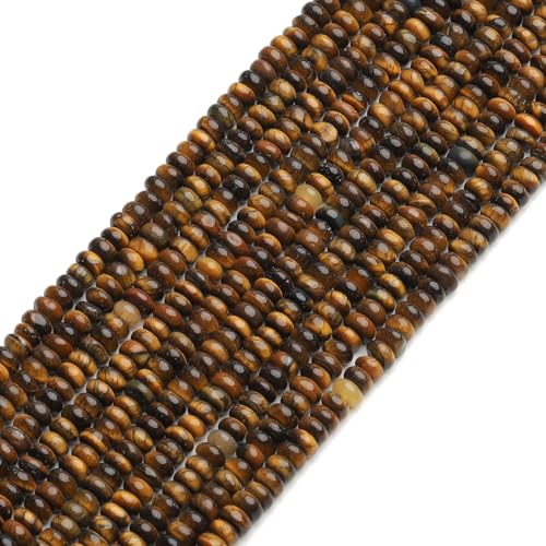 Yochus 4 x 2 mm gelbe Tiger-Abakus-Scheiben-Perlen, natürliche Edelsteinperlen für Schmuckherstellung von Yochus