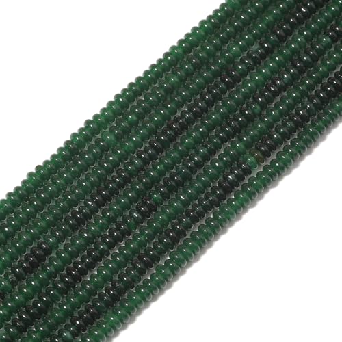 Yochus 4 x 2 mm grüne Jade-Abakus-Scheiben-Perlen, natürliche Edelsteinperlen für Schmuckherstellung von Yochus