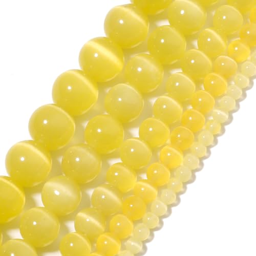 Yochus Armband mit gelben Katzenaugen-Steinperlen, 10 mm, zur Schmuckherstellung von Yochus