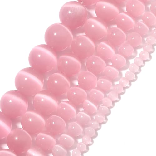 Yochus Armband mit rosa Katzenaugen-Steinperlen, 10 mm, zur Schmuckherstellung von Yochus