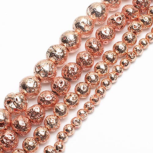 Yochus Armband mit runden Lavastein-Perlen, 6 mm, goldfarben, zur Schmuckherstellung von Yochus