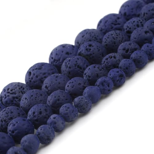 Yochus Dunkelblaues rundes Lavastein-Perlenarmband, 4 mm, zur Schmuckherstellung von Yochus