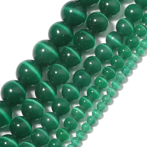 Yochus Dunkelgrünes Katzenaugen-Perlenarmband 8 mm zur Schmuckherstellung von Yochus