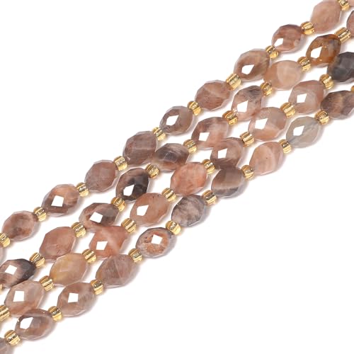Yochus Facettierter Natursteinstrang für glitzernde Perlen zur Schmuckherstellung, 6 x 8 mm, Schwarz, 27 Farben von Yochus