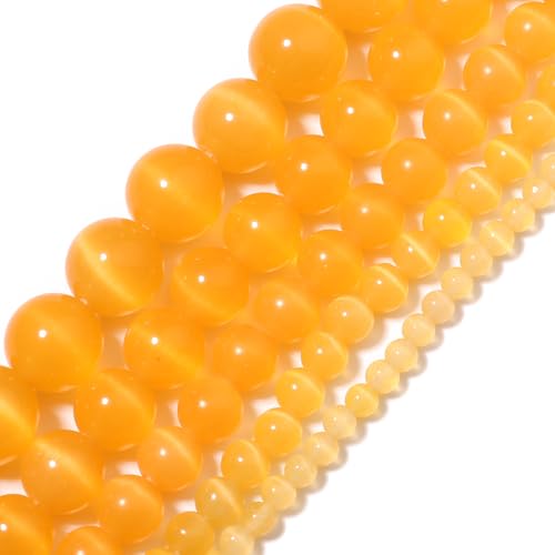 Yochus Goldyellow Katzenaugen-Perlenarmband, 10 mm, zur Schmuckherstellung von Yochus