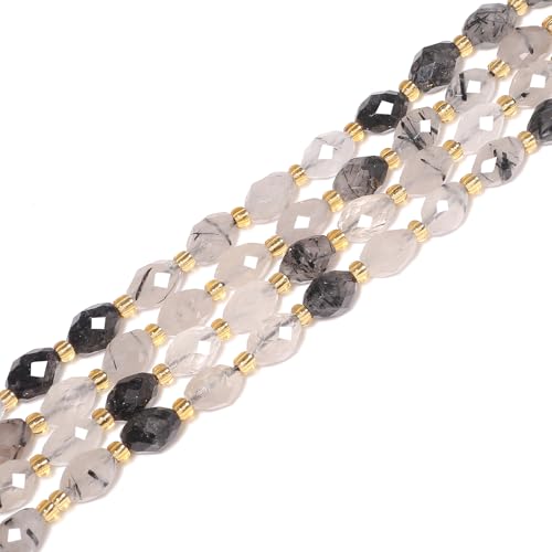 Yochus Haarstrang aus facettiertem Naturstein, rund, für glitzernde Perlen zur Schmuckherstellung, 6 x 8 mm, Schwarz, 27 Farben Yochus Haarstrang aus facettiertem Naturstein, rund, für glitzernde Perlen zur Schmuckherstellung, 6 x 8 mm, Schwarz, 27 Farben von Yochus