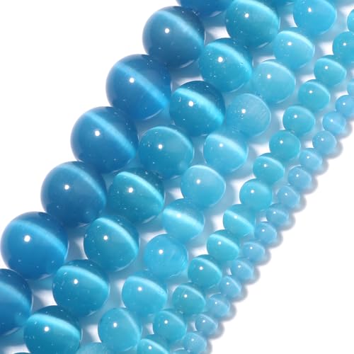 Yochus Lakeblue Katzenaugen-Armband, Steinperlen, 6 mm, zur Schmuckherstellung von Yochus