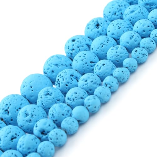 Yochus Lakeblue Rundes Lavastein-Perlenarmband, 8 mm, zur Schmuckherstellung von Yochus