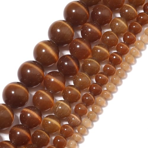 Yochus Lightcoffee Katzenaugen-Armband, Steinperlen, 6 mm, zur Schmuckherstellung von Yochus
