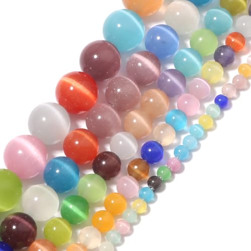 Yochus Mixcoloed Katzenaugen-Armband mit Steinperlen, 4 mm, zur Schmuckherstellung von Yochus