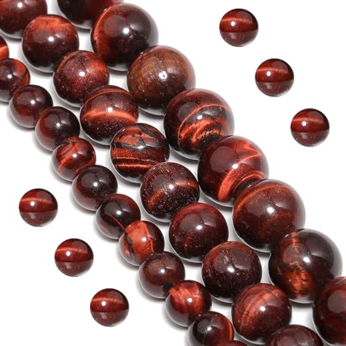 Yochus Natürliche Tigerauge-Perlen, 90 Stück, 4 mm, Onyx-Achat, für runde lose Perlen, DIY-Charm, glatte Edelsteinperlen für Schmuckherstellung (6 mm, 8 mm, 10 mm, 12 mm) von Yochus