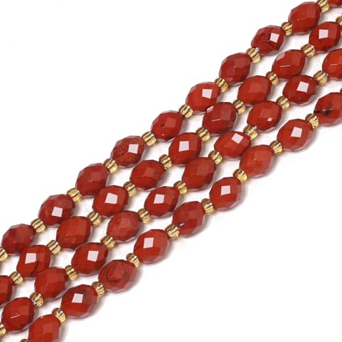 Yochus Roter Stein, facettierter Naturstein, runder Strang für glitzernde Perlen zur Schmuckherstellung, 8 x 7 mm Perlen, 27 Farben von Yochus