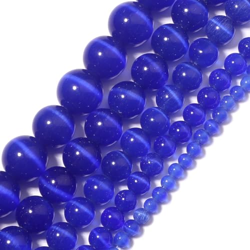 Yochus RoyalBlue Katzenaugen-Armband, Steinperlen, 10 mm, zur Schmuckherstellung von Yochus