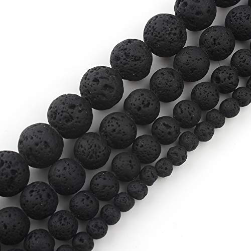 Yochus Schwarzes rundes Lavastein-Perlenarmband, 10 mm, zur Schmuckherstellung von Yochus