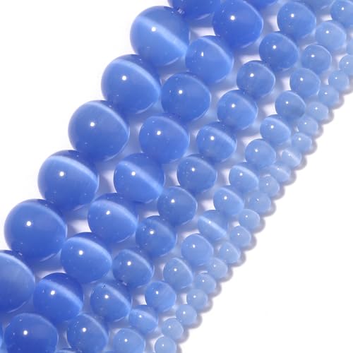 Yochus SkyBlue Katzenaugen-Armband mit Steinperlen, 4 mm, zur Schmuckherstellung von Yochus