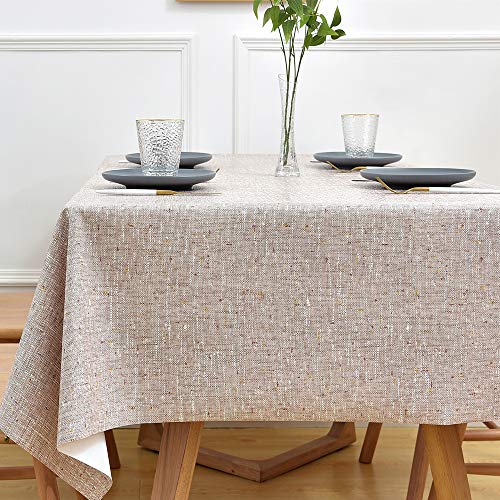 Yofori Beige Tischdecke Abwaschbar Plastik Tischdecken Abwischbare Tischdecke Wasserabweisend Outdoor Tischschutz PVC für Biertisch Küchentisch (Beige, 137x180cm) von Yofori