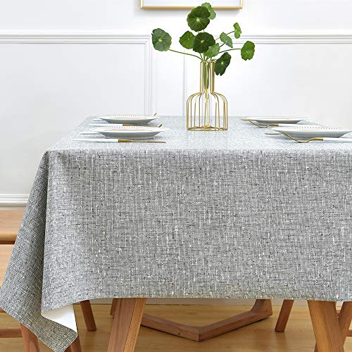 Yofori Grau Tischdecke Abwaschbar Plastik Tischdecken Abwischbare Tischdecke Wasserabweisend Outdoor Tischschutz PVC für Biertisch Küchentisch (Grau, 137x220cm) von Yofori