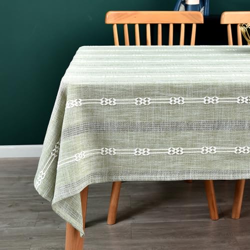 Yofori Strapazierfähige Baumwoll-Tischdecke für rechteckige Tische, Salbeigrün, rechteckig, Bauernhaus, Vintage-Tischdecke, waschbar, rustikale Tischdecke, Salbeigrün, 132 x 178 cm von Yofori