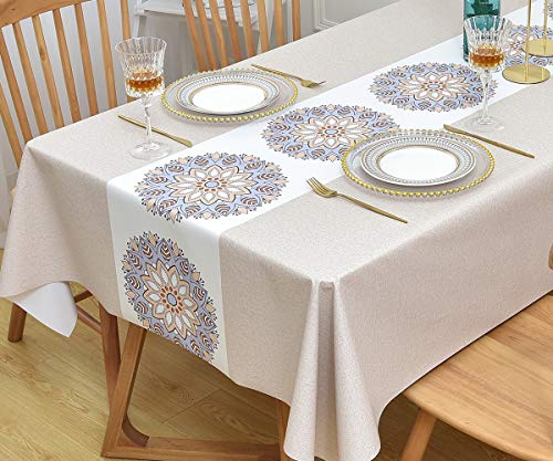 Yofori Tischdecke Abwaschbar, Tischdecke Plastik Abwischbare Tischdecke PVC Wasserabweisend Outdoor Tischdecke (Blumen-1, 137x180cm) von Yofori
