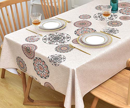 Yofori Vinyl Tischdecke, Plastik Abwischbare Tischdecke PVC Wasserabweisend Tischdecken für Küche Garten Outdoor (Blumen-2, 137x300cm) von Yofori