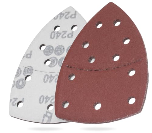 YoiYee 220er Körnung Schleifblatt Set Maus Detail Sander Schleifpapier Delta Dreieckiges Schleifpapier Pad Klettverschluss 11 Löcher Zubehör für Multischleifer Rot 10 Stück YoiYee 220er Körnung Schleifblatt Set Maus Detail Sander Schleifpapier Delta Dreieckiges Schleifpapier Pad Klettverschluss 11 Löcher Zubehör für Multischleifer Rot 10 Stück von YoiYee